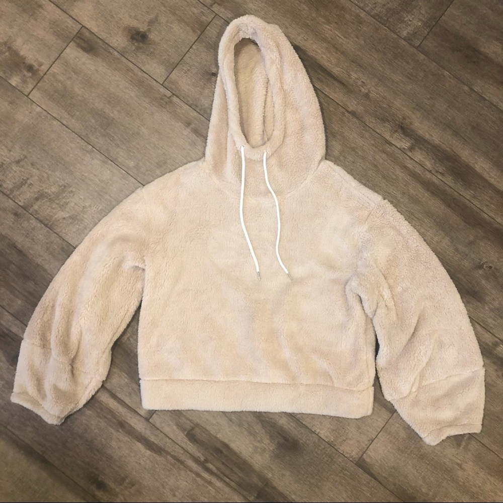 💜Romantic hut Tan Faux Sherpa Hooded Pullover Size XL